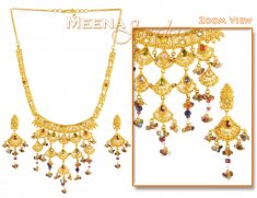 22Kt Antique Necklace Set with Stones