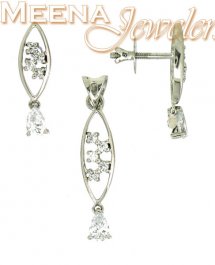 18Kt White Gold Pendant Set ( White Gold Pendant Sets )