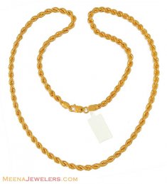 22K Gold Rope Chain (18 inch) ( Men`s Gold Chains )