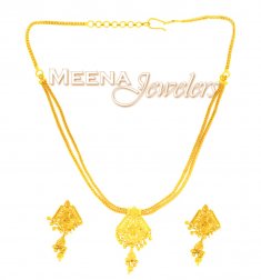 22K Yellow Gold Three Piece Necklace Set