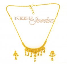 22K Yellow Gold Three Piece Necklace Set