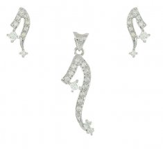 18Kt White Gold Pendant Set ( White Gold Pendant Sets )