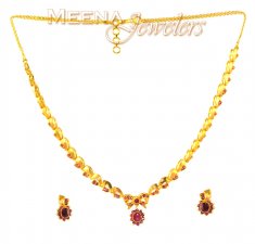 22 Kt Gold Ruby Set ( Ruby Necklace Sets )
