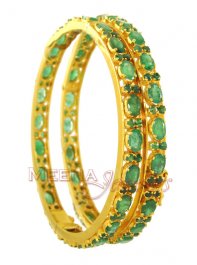 22K Gold Emerald Bangles