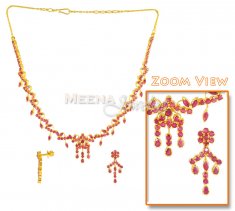 22Kt Gold Ruby Set ( Ruby Necklace Sets )