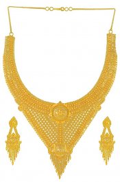 Gold Necklace and Earrings Set