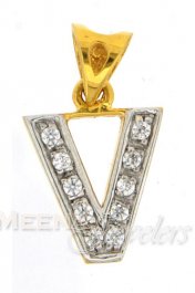 22Kt  Gold Pendant with Initial(V)