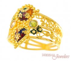 22k gold Meena-polki ring ( Ladies Gold Ring )