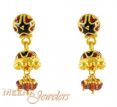 Gold MeenaKari Earrings ( 22Kt Gold Fancy Earrings )
