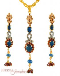 22Kt Gold Sapphire Pendant Set