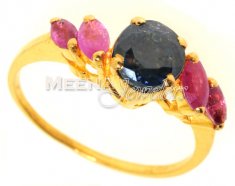 Gold Ring with Emerald, Sapphire & Ruby ( Ladies Rings with Precious Stones )