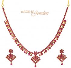 Ruby Necklace Set (22K Gold) ( Ruby Necklace Sets )