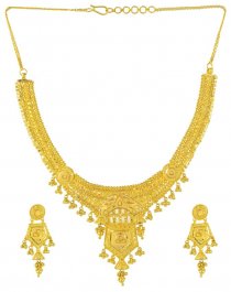 Gold Necklace and Earrings Set