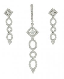 White Gold Long Fancy Pendant Set ( White Gold Pendant Sets )