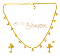 22K Yellow Gold Three Piece Necklace Set