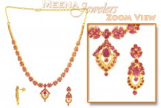 22 Kt Gold Ruby Necklace ( Ruby Necklace Sets )