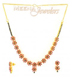 22Kt Gold Ruby and  Sapphire Set ( Combination Necklace Set )