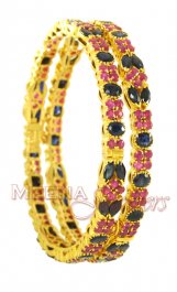 Gold Sapphire, Ruby Bangles ( Precious Stone Bangles )