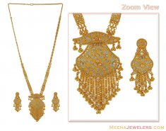 22Kt Gold Long Necklace and Earrings Set