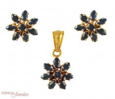 22Kt Sapphire Pendant Sets ( Precious Stone Pendant Sets )