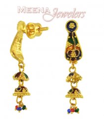 Gold MeenaKari Earrings ( 22Kt Gold Fancy Earrings )