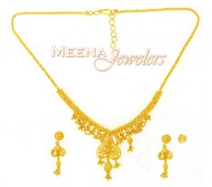 22K Yellow Gold Three Piece Necklace Set