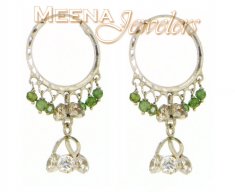 22Kt White Gold Hoop Earring with Jhumki ( Hoop Earrings )