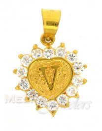 22Kt  Gold Pendant with Initial(V)
