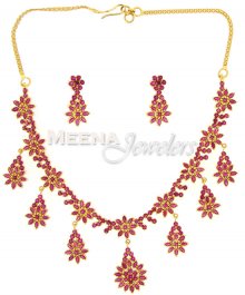 22 Kt Gold Ruby  Set ( Ruby Necklace Sets )