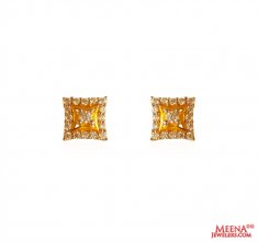 22kt Gold CZ Earrings ( 22 Kt Gold Tops )