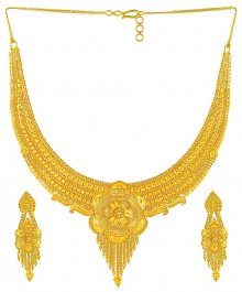 Gold Necklace and Earrings Set