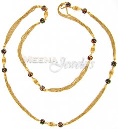 22 Kt Gold Fancy Long Chain with Meenakari