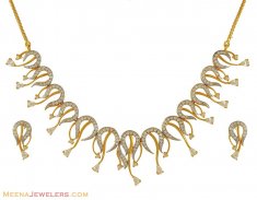 Signity necklace and earring set ( Gold Designer Sets )