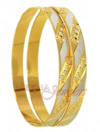 22 Karat  Gold Designer Two Tone Bangles