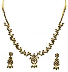 22Kt Gold Sapphire Necklace Set  ( Sapphire Necklace Sets )