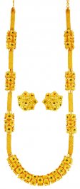 22k Gold Long Necklace Earring Set