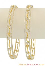 18K Gold Diamond Bangles(2 pcs)