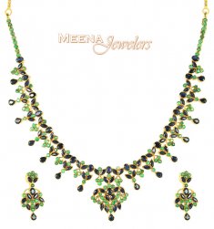 Sapphire and Emerald Necklace Set ( Combination Necklace Set )