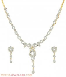 18K Gold Diamond Necklace Set