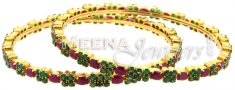 22 Kt Gold Bangles with Precious Stones