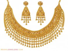 22Kt Tree Tone Necklace Set