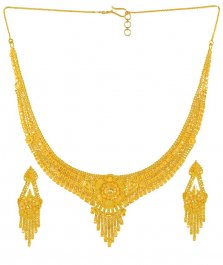 Gold Necklace and Earrings Set