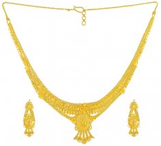 Gold Necklace and Earrings Set