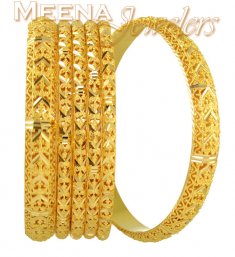 Handmade Gold Bangles (Set of six)