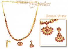 22 Kt Gold Ruby Necklace ( Ruby Necklace Sets )
