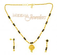 22K Yellow Gold Three Piece Necklace Set