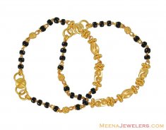 Gold kids bracelets (22k gold) ( Black Bead Bracelets )