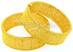 22K Gold  Wide Bangle (Kara) Pair