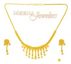 22K Yellow Gold Three Piece Necklace Set