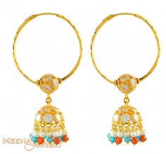 22Kt Gold Chandelier Hoop ( Hoop Earrings )